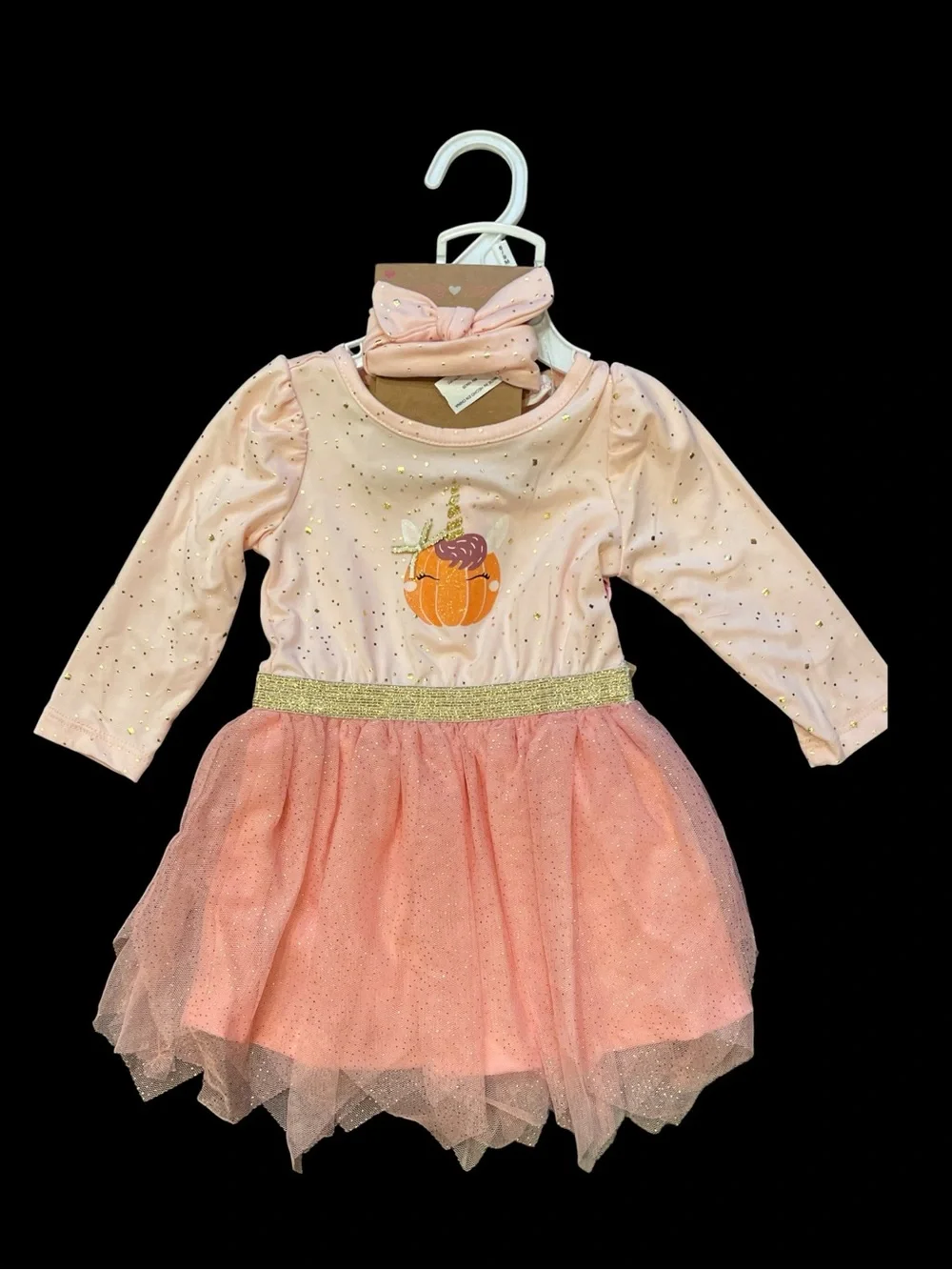 Young Hearts Infant Girls Pink Fall Dress with Tulle Skirt 6-9 months NWT